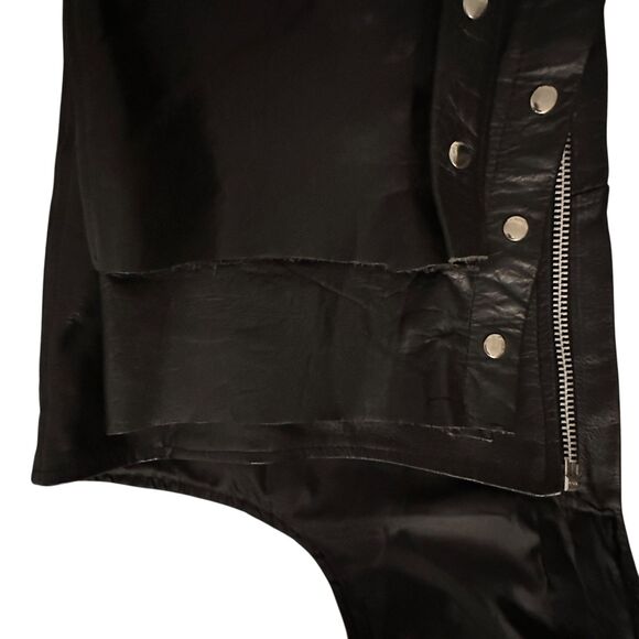 American Top Black Leather Zipper Adjustable Belt Motorcycle Chaps Plus Size 3X - Picture 5 of 9